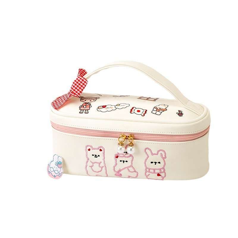 革ペンケース 苺柄かわいいペンケース